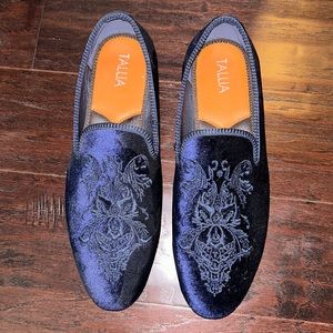 Men’s Tallia navy embroidered slip-on loafers